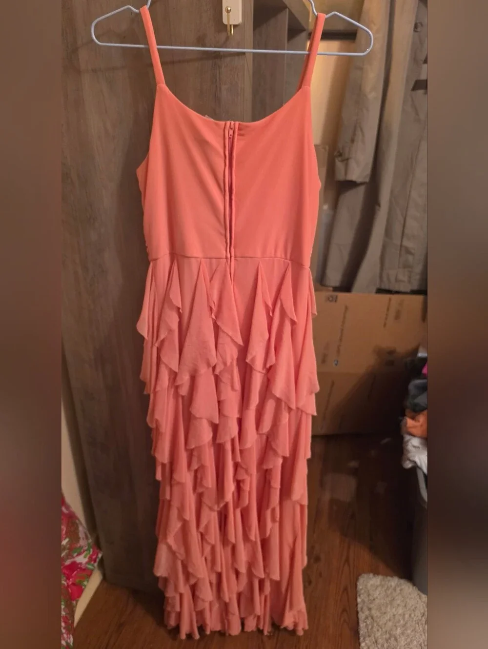 Rare Editions Coral Ruffle-Tiered Maxi Dress